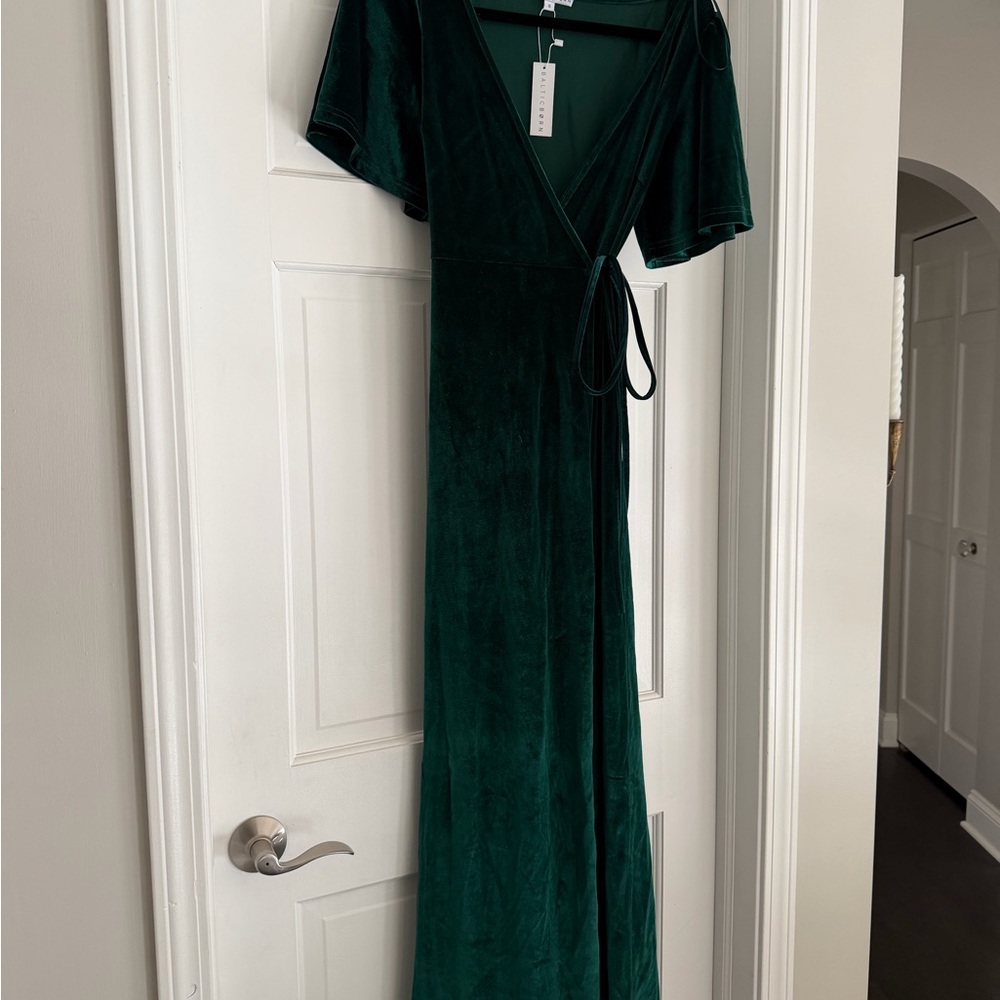 Baltic Born Elegant Green Velvet Wrap Dress